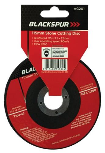 Blackspur 115 X 3.2mm Cutting Disc - Stone Blackspur 115 X 3.2mm Cutting Disc - Stone
